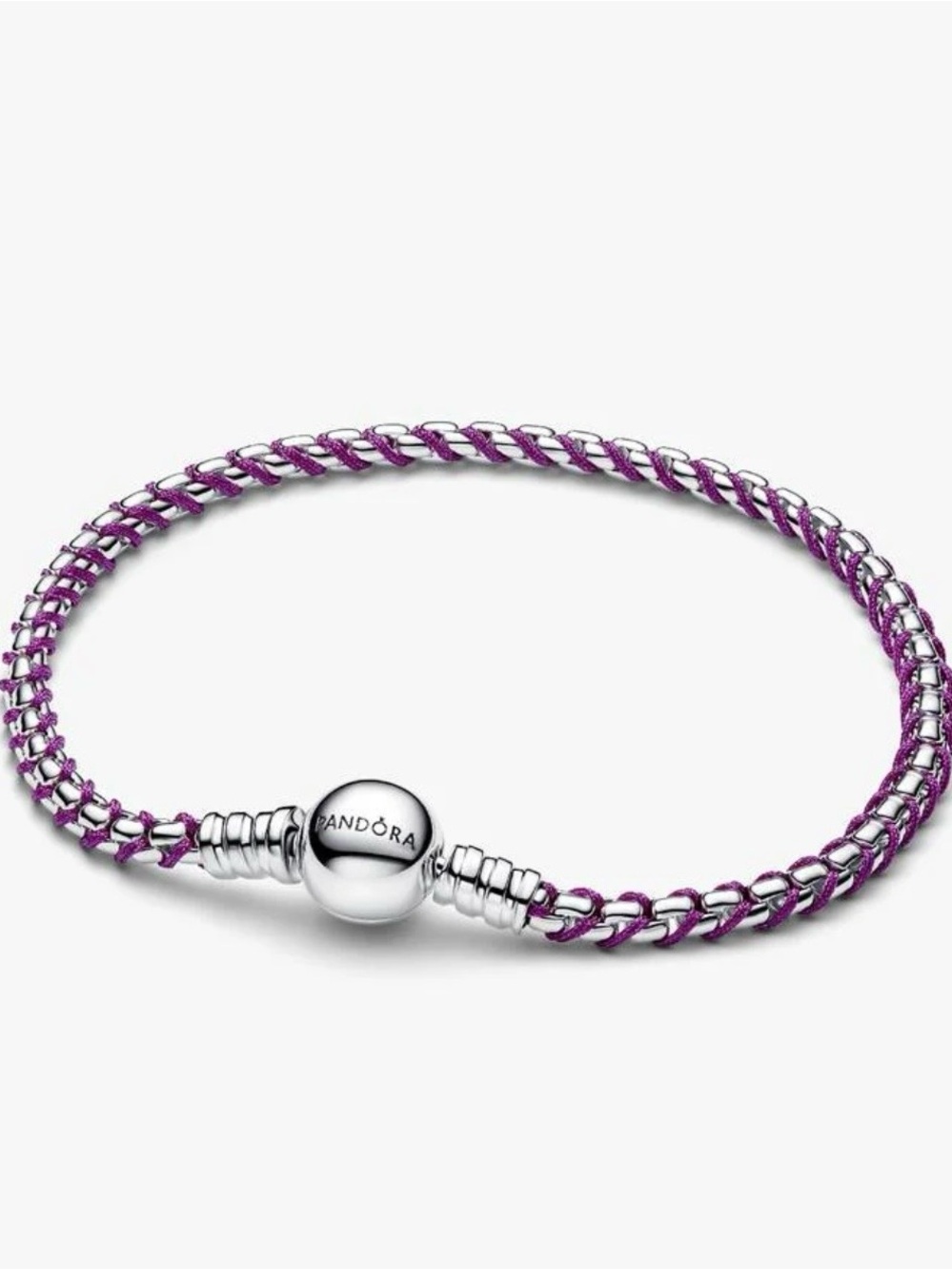Pandora Purple Cord Box Chain Bracelet